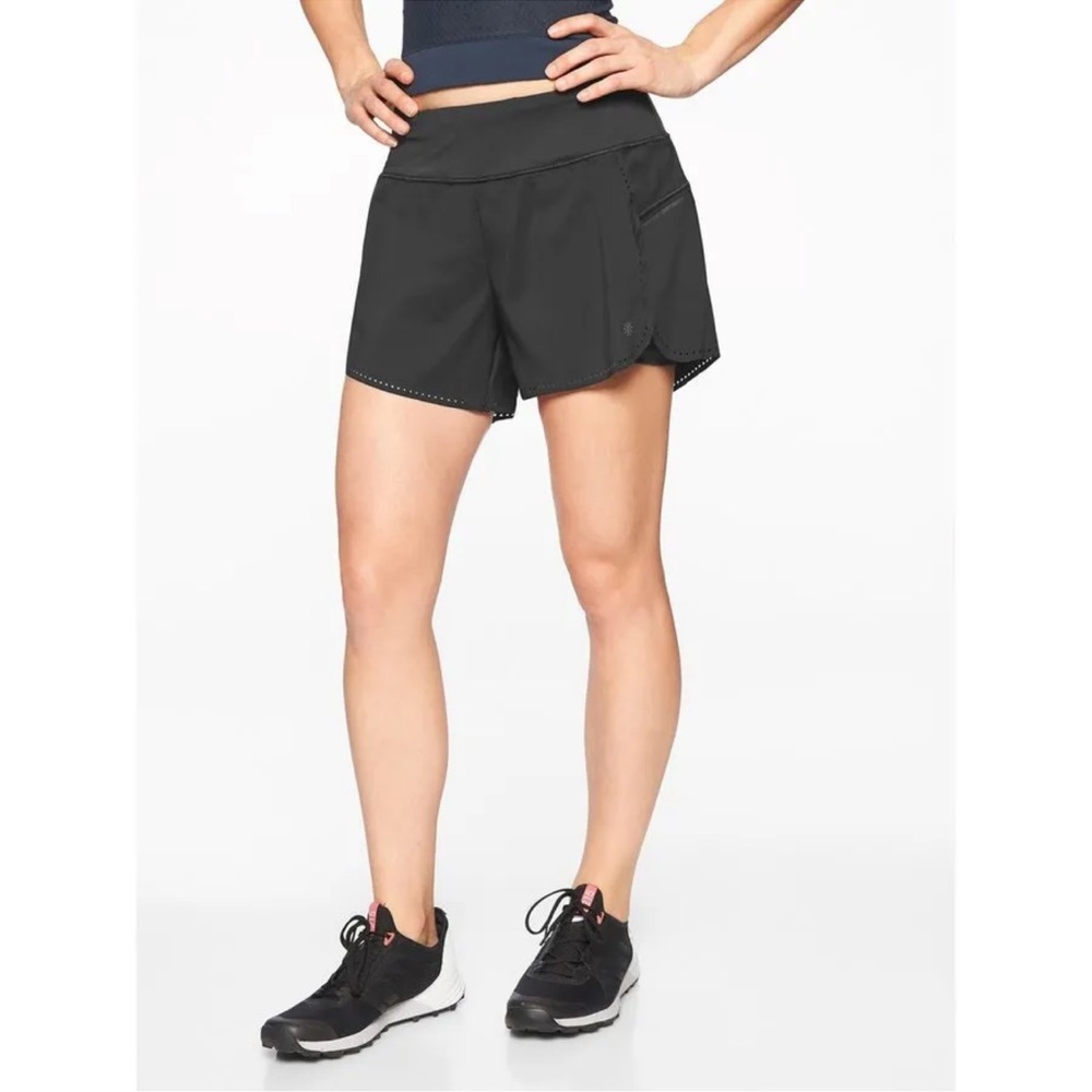 Athleta Laser Run Athletic Shorts in Black Size Small
